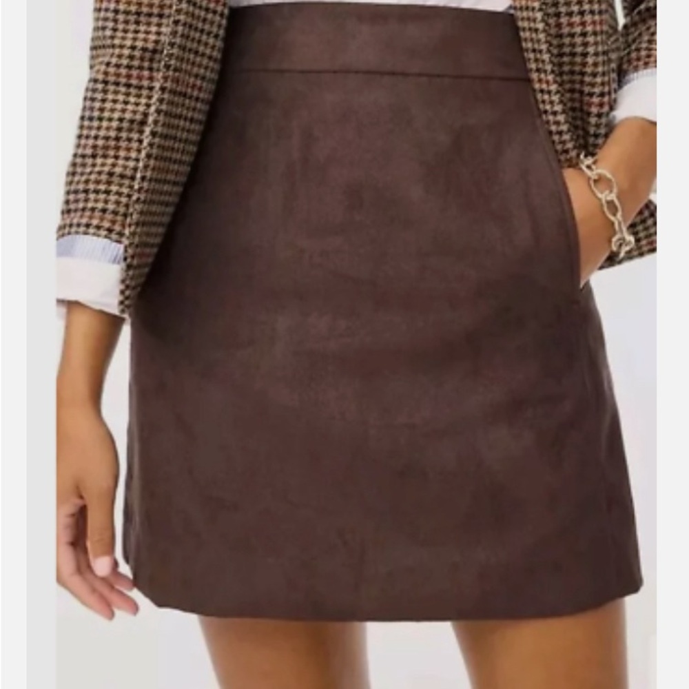 NWT J.Crew Faux-suede mini skirt in brown